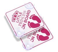 cobee Car Safety Warning Signs Sticker, 2 Pcs 5" x 5” Little Princess on Board Car Bumper Stickers Removable Waterproof Car Decals Accessories with Double Suction Cups for Vehicles & Windows(Pink)
