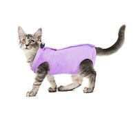 Cobee Cat Professional Recovery Suit for Abdominal Wounds or Skin Diseases, Kitten Surgery Alternative E-Collar for Cats After Surgery Wear Pajama Suit (M Size, Purple)