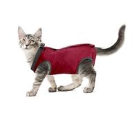 Cobee Cat Professional Recovery Suit for Abdominal Wounds or Skin Diseases, Kitten Surgery Alternative Wear Pajama (L Size, Red)