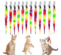Cobee Cat Toys Worms (12pcs) - Rainbow Worm Refills, Fluffy & Interactive Cat Chaser Toys, Fun & Indoor Training Accessories