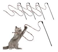 cobee Cat Wand Toys, Cat Interactive Wand Toys Leopard Print Cat Wand String Kitten Ribbon Stick Toy Interactive Cat Toys Cat Catcher Wands for Cat Kitten Training Exerciser(5 Pieces, 30cm)