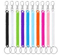 Cobee Coil Springs Keychain, 10 Pcs Retractable Coil Springs Keychains with Lobster Clasp, Spring Coil Leash Cord Safety Ropes, Cell Phone Elastic Wrist Coil Cord Lanyard Snap Hook(Multi-color)