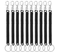 Cobee Coil Springs Keychain, 10 Pcs Retractable Coil Springs Keychains with Lobster Clasp, Spring Coil Leash Cord Safety Ropes, Cell Phone Elastic Wrist Coil Cord Lanyard, Cellphone Snap Hook(Black)