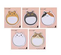 Cobee Cute Cat Sticky Notes, 5 Pack Kawaii Animal Self-Stick Notes Cartoon Cat Self-Stick Memo Pads Cute Shapes Markers Flags Students Home Office Roommates Gifts Tab Supplies 150 Sheets