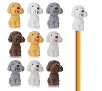 Cobee Cute Dog Top Erasers, 10 Pcs Funny Animal Pencil Erasers Mini Pencil Eraser for Party Favors, Homework Rewards, Gift