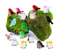 cobee Cute Miniature Bird Figurines, 16 Pieces Realistic Mini Bird Playset Bird Decorative Figurines Animal Model Ornament for Dollhouse Fairy Garden Home Decor Party Favor