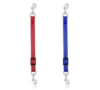 Cobee Dog Collar Clips, 2 Pcs Reflective Nylon Puppy Collar Backup Safety Adjustable Pet Dog Harness Connector, Double Ended Backup Clasp Clip for Puppies (Red, Blue)