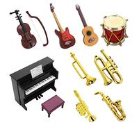 cobee Dollhouse Miniature Musical Instrument Set, 11PCS Mini Dollhouse Musical Model 1:12 Doll House Accessories for Dollhouse Musical Room Fairy Garden