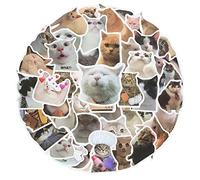 cobee Funny Cat Stickers Set, 50 Pcs Cute Cat Decals Waterproof Vinyl Stickers Aesthetic Decals for Cat Lovers Water Bottle Scrapbook Phone (Cat Shape)