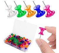 cobee Giant Push Pins, 100Pcs 1 Inch Standard Thumb Tacks Clear Thumb Tacks Plastic Head Push Pins Large Thumbtacks Jumbo Marking Pins for Calendar Bulletin Board Cork Board