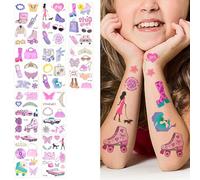 cobee Girls Temporary Tattoo, 20 Sheets Cute Temporary Stickers Pink Kids Temporary Tattoo Butterfly Waterproof Body Tattoo Stickers for Birthday Party Favours Accessories Toy Decorations Gifts