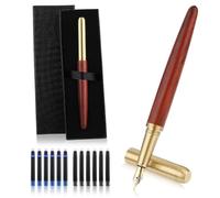 Cobee Handcrafted Wooden Fountain Pens Set, Vintage Luxury Wood Fountain Pen 0.5mm Fine Point Smooth Writing Pen With 12 Ink 2.6 mm Cartridges and Gift Box for Journaling Calligraphy Supplies(A)