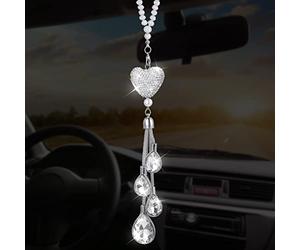 Cobee Heart Diamond Car Hanging Bling Pendant, Crystal Car Rear View Mirror Charms, Lucky Decor Ornament, Women's Gift for Mother’s Day, Thanksgiving, Christmas