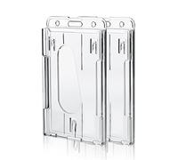 Cobee Heavy Duty Badge Holders, 2 Pieces Hard Plastic ID Credit Card Protector Thumb Slot Transparent Card Case