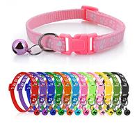 cobee Identity Puppy Collar, 12pcs Puppy Collars with Bells, Paw Print Puppy Whelping Collars, Whelping Collars for Puppies, Adjustable Cute Pet ID Collar for Puppies Kittens Dogs Cats