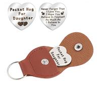 Cobee Love Heart Pocket Hug Token, Long Distance Relationship Gifts Thinking of You Present Gifts Relationship Keepsake Little Pocket Hug Isolation Gifts for Family Friends(Daughter)