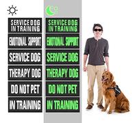COBEE Luminous Service Dog Patches, 6 Pcs Embroidered Vest Patches Removable Harness Hook Tactical Patch in Training Emotional Support Do Not Pet Therapy Dog, 3.5x1.5inch, Black