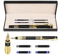 Cobee Luxury Fountain Pen Set, Metal Fountain Pen Medium Point with 2 Black Ink and Blue Ink Sac Business Writing Pen Calligraphy Pen for Journaling Signature School Office Gift Supplies