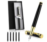 cobee Luxury Metal Fountain Pen, Fine Nib Fountain Pen Business Smooth Writing Pen with Ink Converter 5 Ink Cartridges Gift Box Calligraphy Pens for Writing Journaling Signature