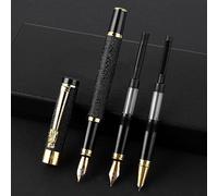 Cobee Metal Fountain Pen with 3 Different Nibs Set, Luxury Fountain Pen Includes Medium, Extra Fine Point, Bent Nib Calligraphy Writing Pen Frosted Finish Business Pen for Men Women(Black)