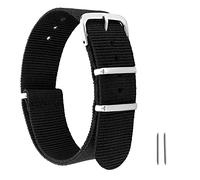 Cobee Nylon Watch Straps, Durable Straps for Men/Women Replacement 4 Rings Watch Bands Adjustable Wrist Strap with Silver Metal Buckle 18mm/20mm/22mm Lug Width(18mm, Black)