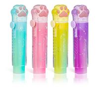 cobee Pen Erasers, 4 Pcs Cute Cat Paw Erasers, Sliding Retractable Eraser Gradient Colorful Rubber Push-Pull Erase Pen-Style Pencil Eraser for Writing Drawing Office School Supplies