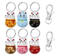 Cobee Pet Collar Bells, 6pcs Colorful Lucky Cat Collar Bells for Kittens Trainning Loud Bells with Breakaway Buckle for Cat Necklace Pendant Cat Collar Bells for Lucky with Key Rings