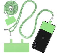 Cobee Phone Lanyard, Adjustable Cell Phone Lanyard Universal Nylon Neck Strap Detachable Crossbody Lanyard Tether with 2pcs Patches Compatible with Most Smartphones(Green)