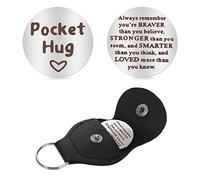Cobee Pocket Hug Token, Double Sided Inspirational Pocket Hug Token Gift Encouragement Long Distance Relationship Keepsake Social Distance Novelty Flip Coin Keychain Gift for Family and Friends
