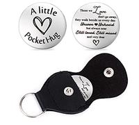 Cobee Pocket Hug Token, Encouragement Long Distance Relationship Keepsake Stainless Stell Double Sided Inspirational Pocket Hug Token Gift with Leather Keychains for Family, Friends, Lovers(Style-F)