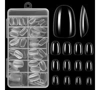 cobee Press on Nails, 120 Pcs PMMA Clear Nail Almond Tips Short Oval Round Fake Nails Tips for Full Cover Nail Extensions False Nail Art Tips with Storage Box for Salons, DIY Manicure, 10 Sizes