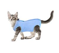 cobee Professional Cat Recovery Suit for Abdominal Wounds or Skin Diseases, Kitten Surgery Recovery Suit, Alternative E-Collar (Size M, Blue)