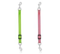 Cobee Puppy Collar Clips, 2 Pcs Reflective Nylon Back-up Connector, Safety Adjustable Harness Clip for Dogs (Green, Pink)