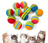 Cobee Rainbow Cat Toy Ball, 12 Pieces Large Cat Ball Toys 3.5 CM Interactive Cat Toy Ball Kitten Play Sports Chase Training Toy Ball