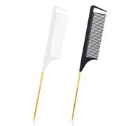 cobee Rat Tail Combs, 2Pcs Braids Parting Combs Fine Tooth Comb Rat Tail Heat Resistant Combs with Stainless Steel Pintail hair braiding tools for Women Sectioning Parting Styling