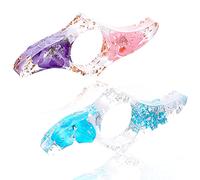 COBEE Resin Dried Flower Book Page Holder, 2 Pieces Transparent Handmade Bookmark Floral Book Holder Thumb Reading Ring Book Opener Reading Accessories for Book Lovers(Purple+Blue)