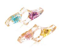 Cobee Resin Dried Flower Page Holder, 2 Pieces Transparent Handmade Bookmark Floral Holder Thumb Reading Ring Opener Accessories for Book Lovers