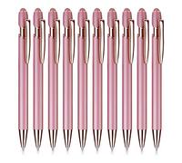 Cobee Rose Gold Ballpoint Pen with Stylus Tip, 10 PCS 1.0mm 2 in 1 Retractable Ball Point Pens Black Ink Metal Pen Medium Point Writing Pen Stylus Pen for Touch Screens School Office Gift Supplies