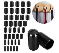 cobee Rubber End Caps, 40pcs Vinyl Round End Caps for Screw Vinyl Tube Flexible Pipe Post Bolt Cap Cover Screw Thread Protectors Cover Assortment Kit 3mm/6mm/9mm/12mm, Black