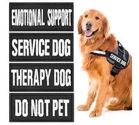 Cobee Service Dog Patches, 4 Pcs Reflective Embroidered Dog Vest Patches w/ Hook & Loop Harness Patches Do Not Pet Training Patches Emotional Therapy Tactical Dog Vest Patches(3.5 x 1.5inch), Black