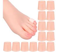 cobee Silicone Small Toe Sleeves, 14 Pieces Toe Caps Little Toe Protectors Feet Toe Guards Pinky Toe Covers Prevent Pain for Corns Toenails Blisters Ingrown(Pink)