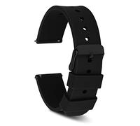 Cobee Silicone Watch Bands, Quick Release Waterproof Soft Rubber Replacement Straps with Stainless Steel Buckle Smart Watch Straps Sport Watchbands Wrist Straps for Men Women(20mm-Black, Black Buckle)