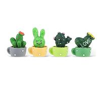 COBEE Small Artificial Cactus Car Decoration Car Interior Cactus Ornament Cute Green Plant Cactus for Car Dashboard Home Office Computer Table, 4 Pcs, Each is 3 x 2.5cm (550033_1-TZD-1)