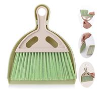 cobee Small Broom and Dustpan Cleaning Set, Mini Whisk Dustpan and Brush with Handle Portable Table Top Dust Pan Dining Table Crumb Sweeper Cleaning Tools with Soft Bristles for Housekeeping(Green)