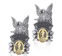 Cobee St Christopher Medal for Car, Car Saint Christopher with Guardian Angel Visor Medal Clip Religious Sun Visor Clip Bless Driving Safety New Driver Gift for Travel Protection(2 Piece)