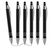 Cobee Stylus Tip Ballpoint Pens - 6 Pieces 1.0mm Retractable Medium Point Smooth Writing Metal Stylus for Touch Screens (Black Ink)