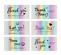 Cobee Thank You Cards Set, 120PCS Thank You for Supporting My Small Business Cards Notes Holographic Rainbow Thank You Cards Customer Appreciation Package Inserts, 6 Styles(3.5x1.9 Inch)