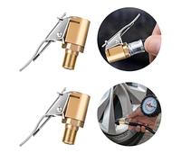 Cobee Tire Air Chuck with Clip Adapter 2 Pcs Air Chuck Tire Inflator Compressor Pump Connect Heavy Duty Brass Locking Tire Inflator Air Chuck Adapter Connect No Leakage Tire Chucks for Wheel(Style-A)