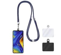 Cobee Universal Cell Phone Lanyards, Adjustable Detachable Nylon Crossbody Phone Straps Around the Neck with 2pcs Tether Phone Patches Compatible with Smartphones, ID Card Holders, Wallets(Blue)