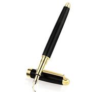 Cobee Vintage Wooden Fountain Pens, 0.7mm Handcrafted Fountain Pen Wood Luxury Pen Fine Point Business Pen Compatible with 2.6mm Cartridges for Journaling Calligraphy Gift Supplies (Black)